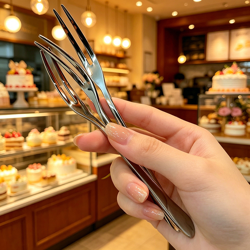 Fruit Fork 304 Stainless Steel Fork Food Grade Mooncake Fork Cake Fork Individually Wrapped