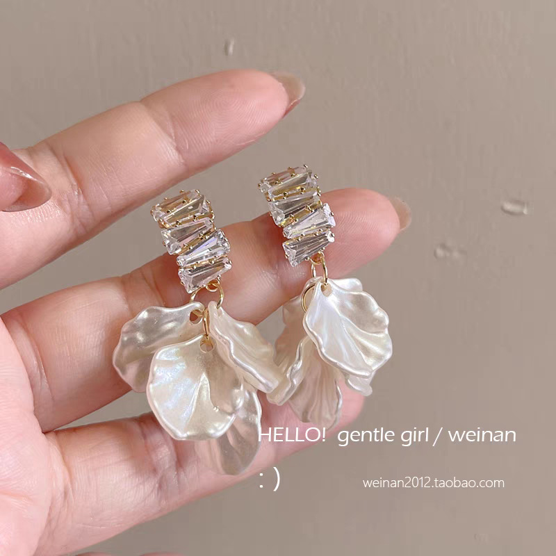 1#贝壳花朵流苏耳钉
