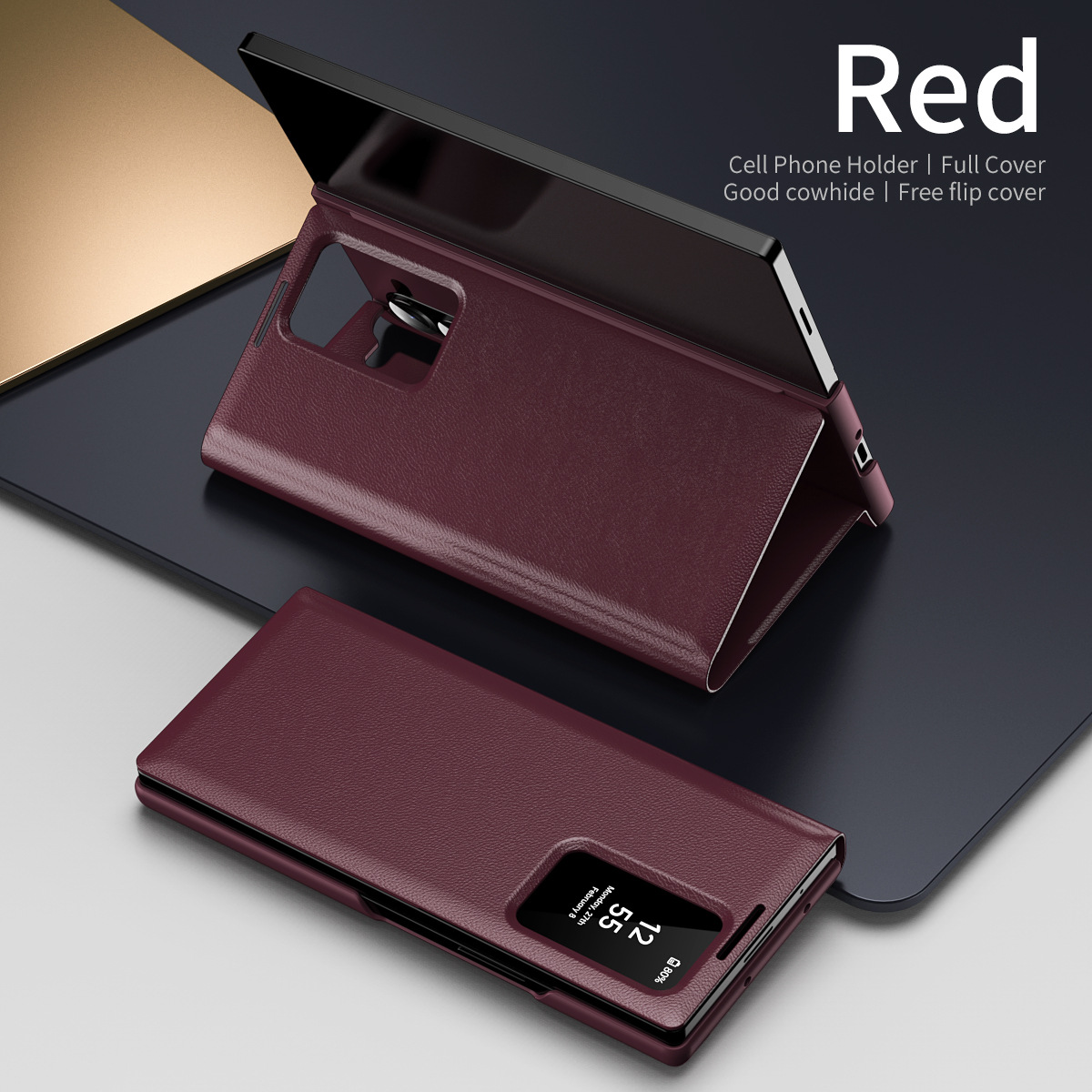 For Samsung Z Fold7/6 Phone Case Smart View Window Card Slot Business Leather Case Flip Cover Bracket Anti-Fall