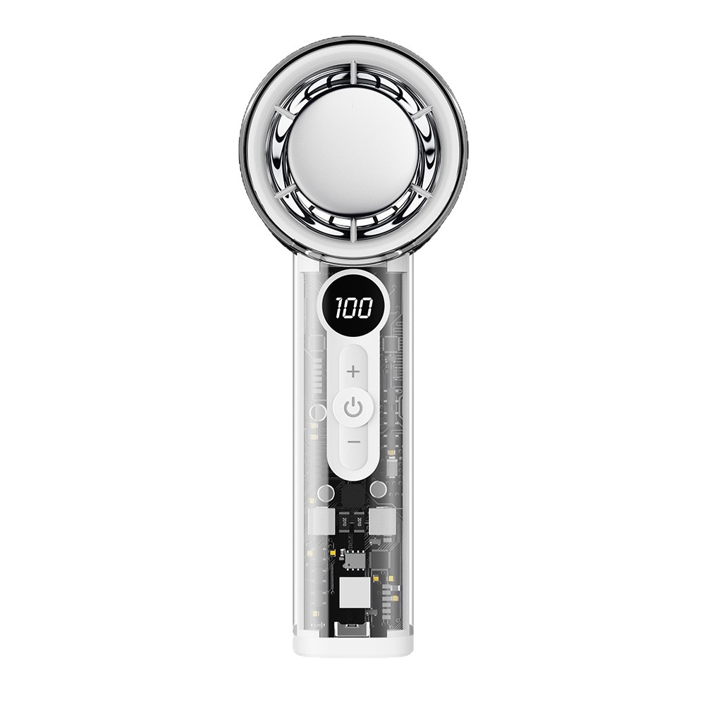 Ice compress handheld fan digital display 100-speed adjustment outdoor wireless portable dorm transparent mecha lighting fan