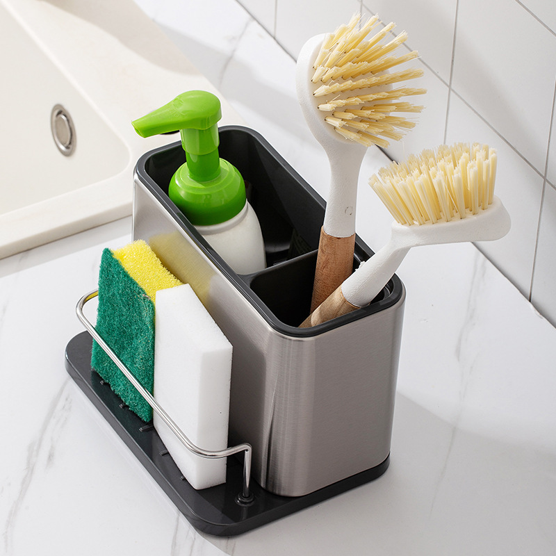 Stainless Steel Kitchen Organizer Rack Draining Rack Soap Sponge Sink Rack Utensil Storage Rack