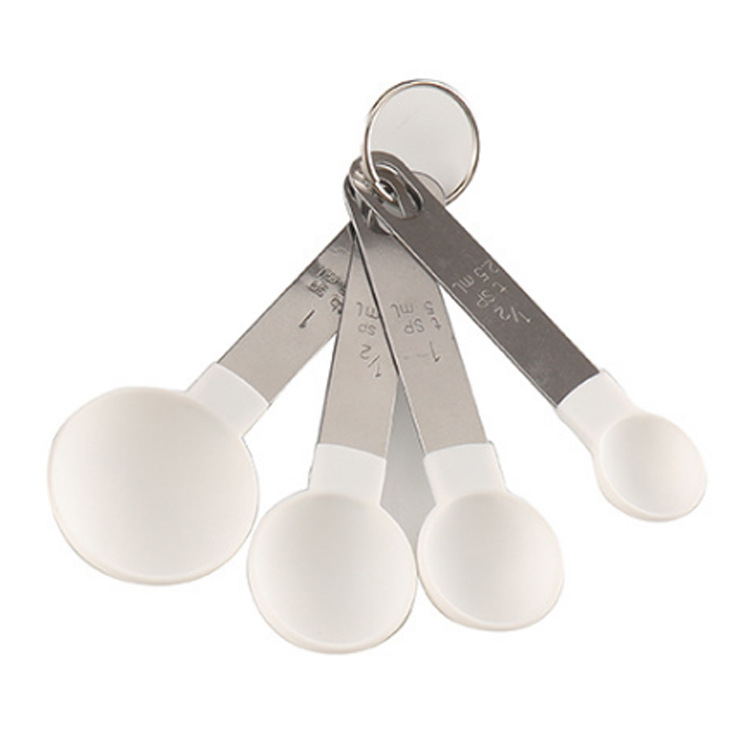Stainless steel measuring cup and spoon set, plastic stainless steel handle measuring spoon 8-piece set with刻度 baking tool