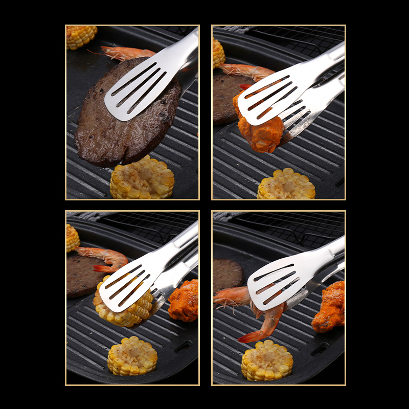 304 stainless steel food clip thickened barbecue clip fried steak bread barbecue clip outdoor self-service food clip