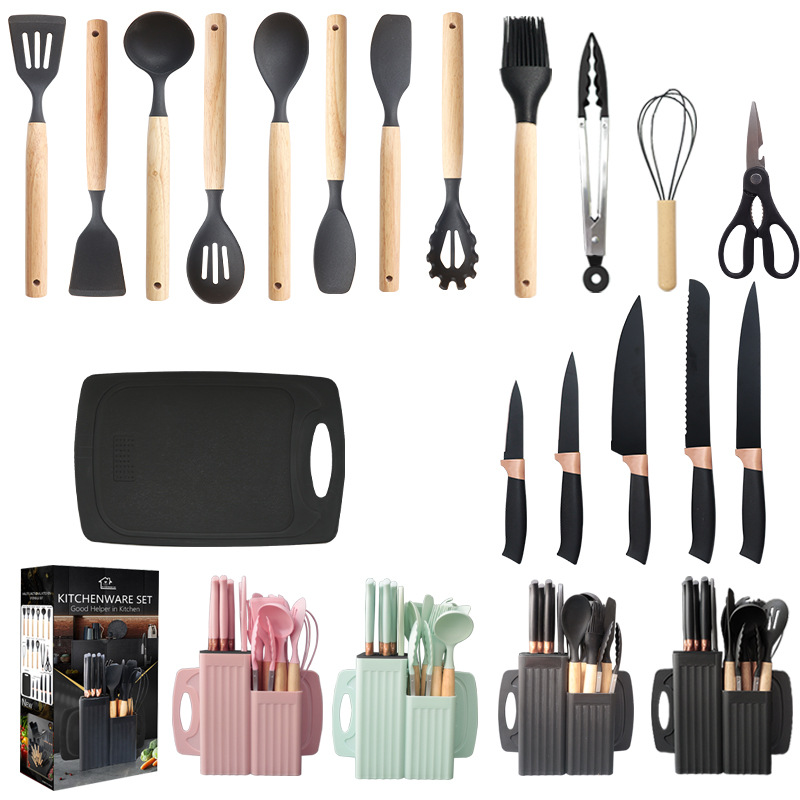 Silicone Spatula and Soup Spoon 19-Piece Set Non-Stick Silicone Spatula Food Grade Silicone Kitchenware Knife Set