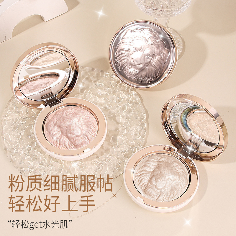 Hua Tangzhu Lion Highlight Powder Brighten Natural 3D Modify Contour Shadow Waterproof Pearl Shimmer Highlight Powder