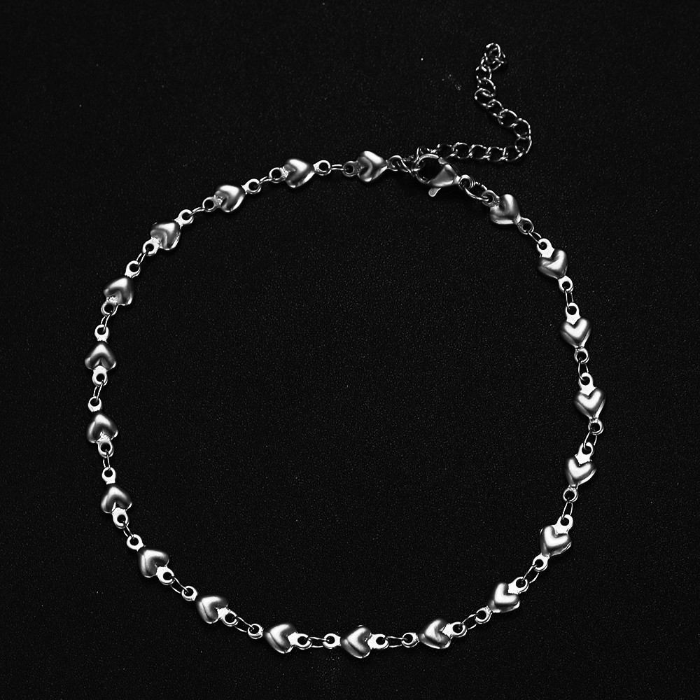 Japanese and Korean summer beach vacation accessory stainless steel heart chain, handmade exquisite sexy anklet