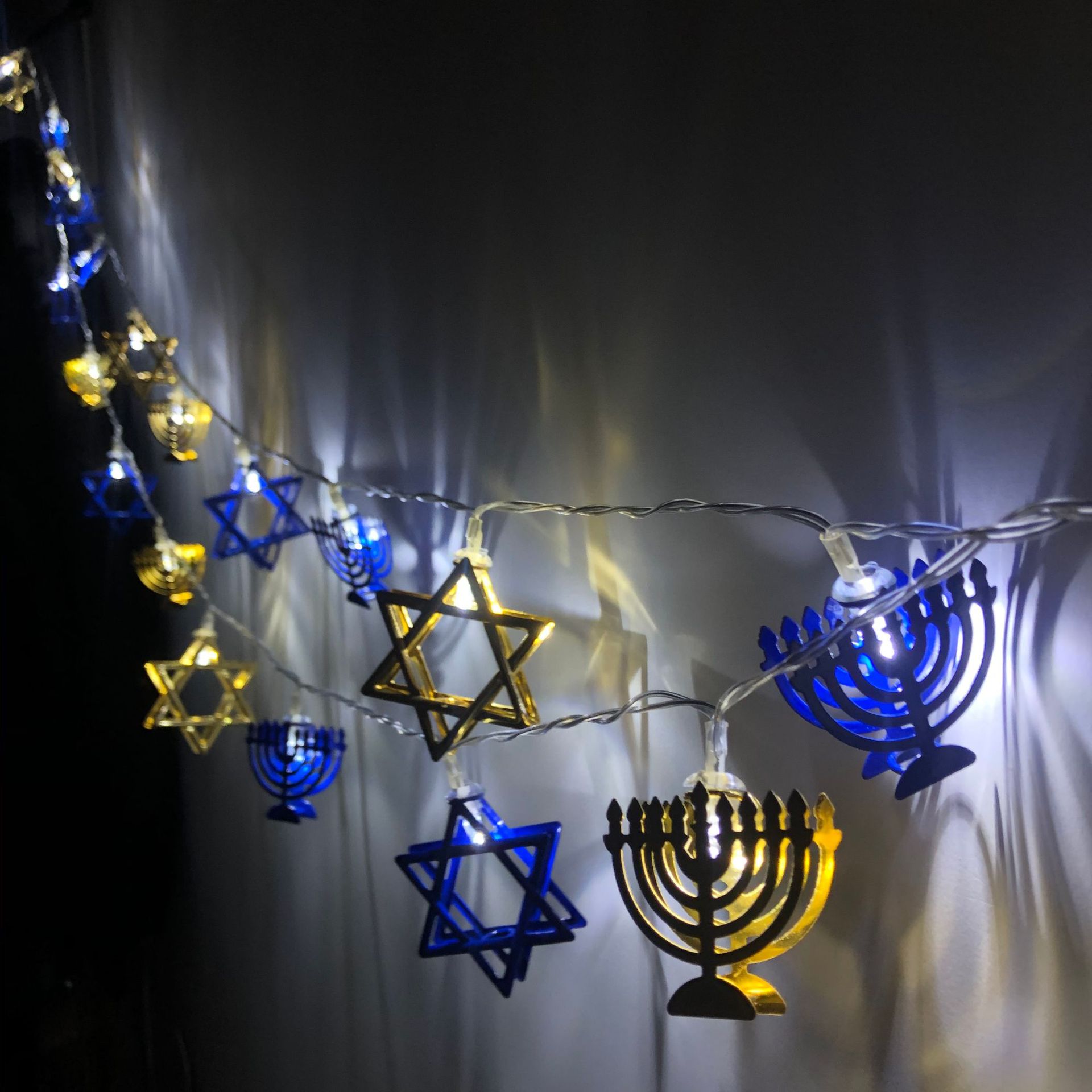 LED Hanukkah Light String, Menorah Star of David Light String, Hexagram Star of David Light String, Christmas