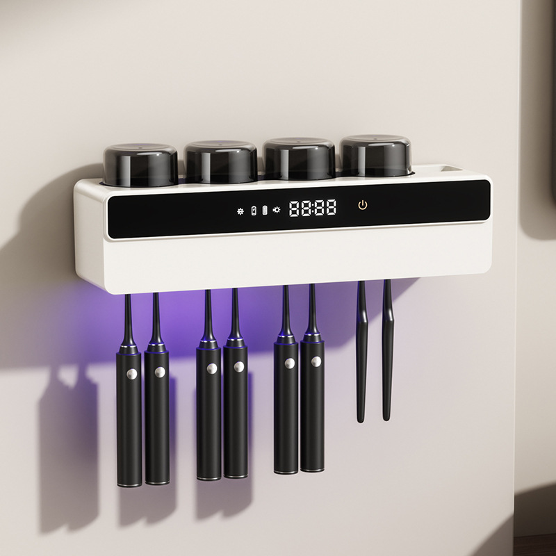 Smart UV sterilization drying electric toothbrush holder no-drill seamless toothbrush sterilizer suction cup type