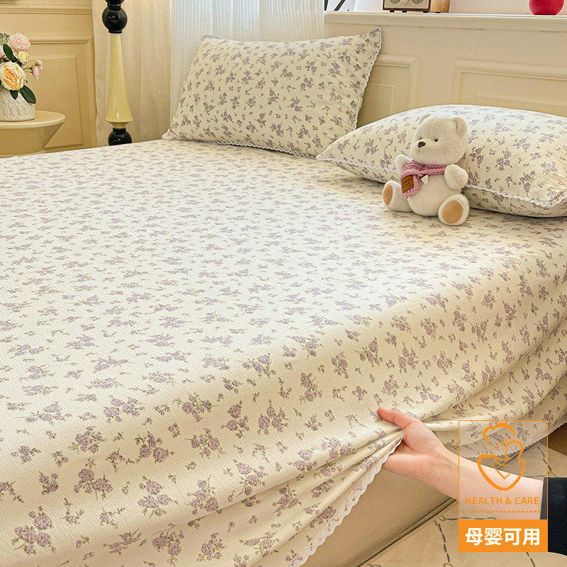 Class A mother-infant grade double-layer gauze bed sheet single piece summer children dormitory quilt cover pillowcase three-piece set non-cotton pure cotton 3