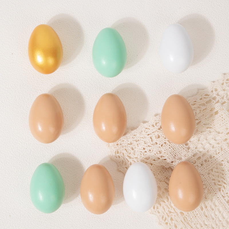 Wooden Simulation Eggs and Duck Eggs Children's DIY Hand-painted Easter Eggs Pretend Play Toy