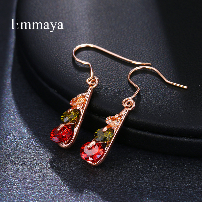 Colorful zircon earrings women earrings copper micro-set zircon luxury jewelry