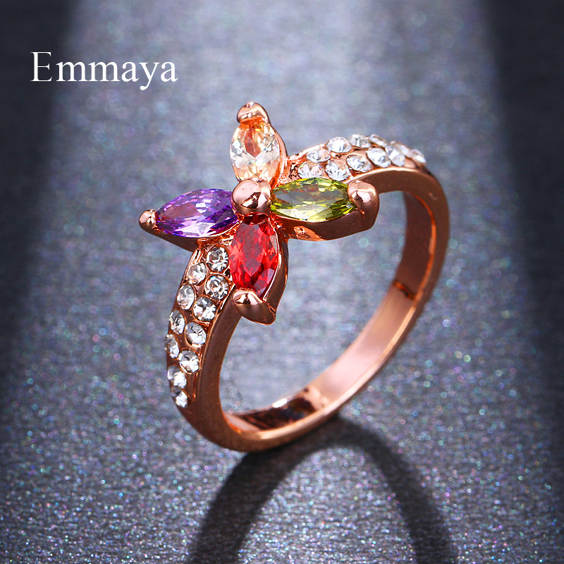 Colorful zircon ring women copper ring micro-set zircon luxury jewelry