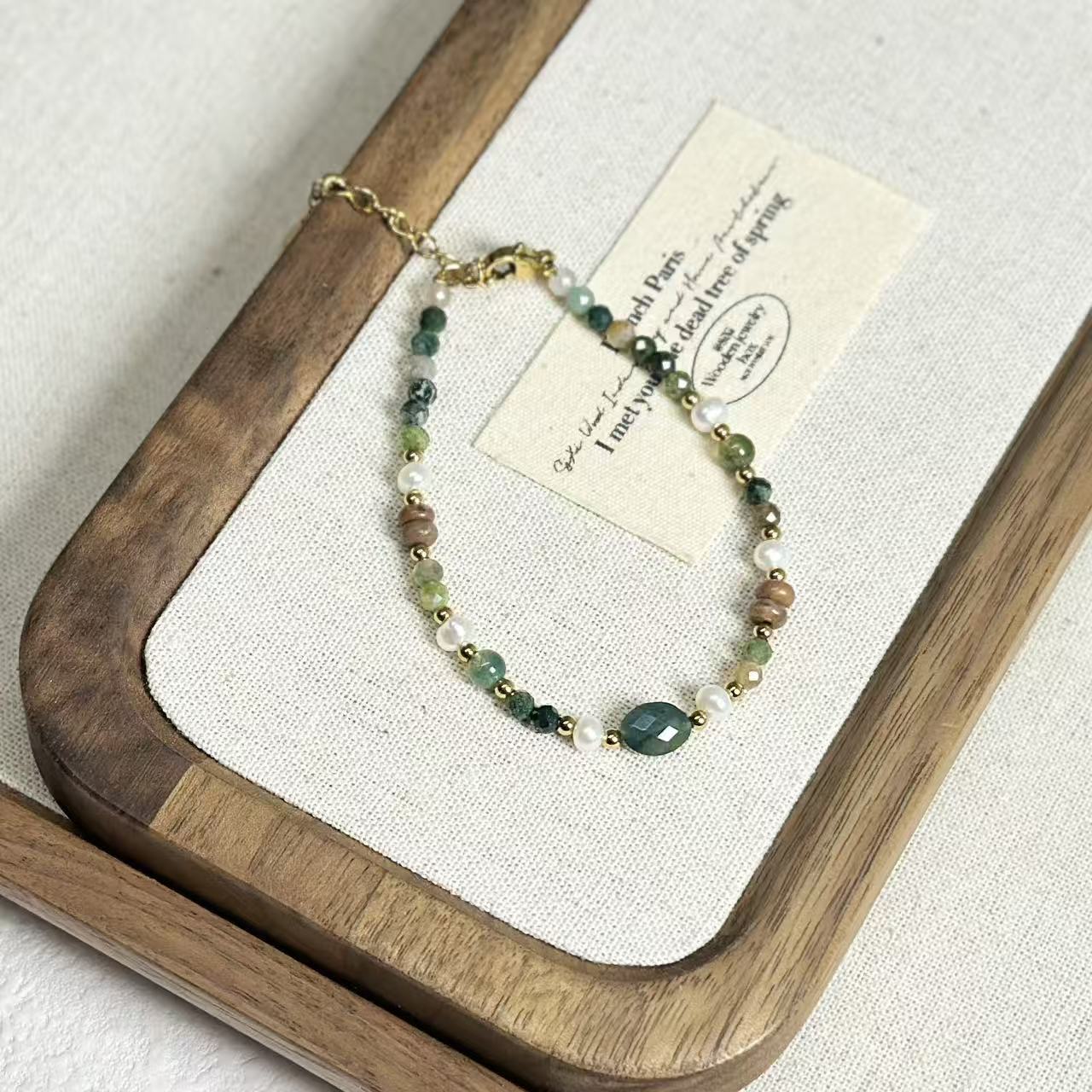 New Chinese Style Ethnic Lapis Lazuli Freshwater Pearl Bracelet Dunhuang Yellow Stone Red Agate Beaded Bracelet Titanium Steel
