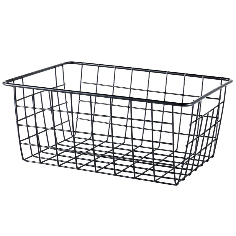 Japanese Home Black Painted Wire Storage Basket Bathroom Dirty Clothes Basket Simple Kitchen Fridge Storage