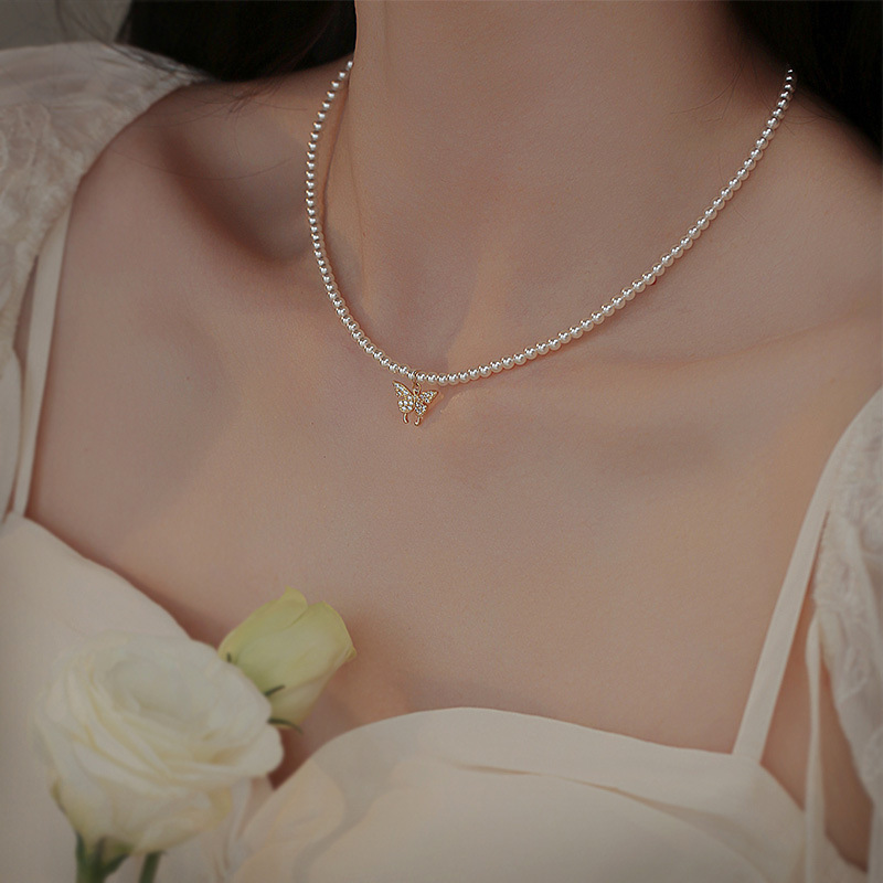 Pearl necklace ultra-fine baby milky bead women's summer niche 2024 new clavicle chain