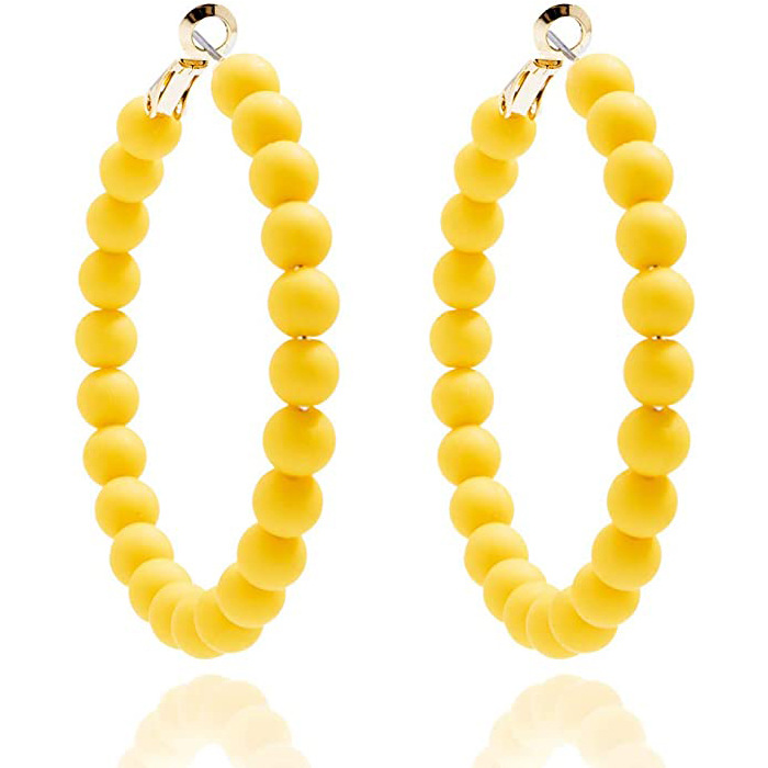 Summer Colorful Acrylic Bead Round Earrings Bohemian Handmade Women's Earrings