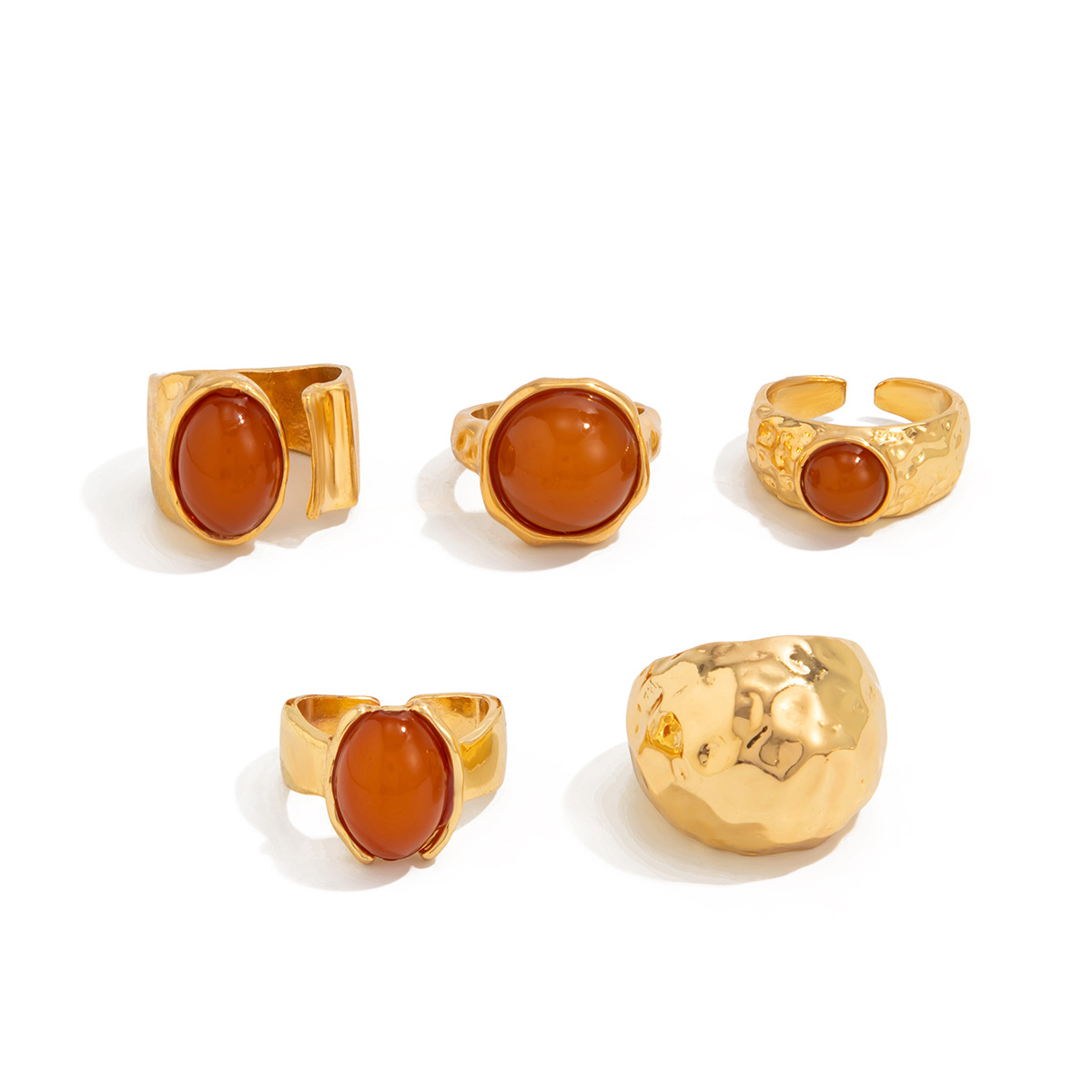 Jewelry sense inlaid acrylic ring irregular alloy ring new product