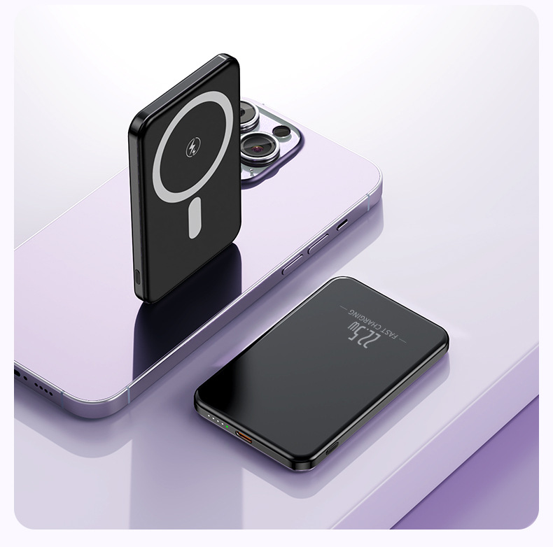Ultra-Thin Aluminum Alloy New PD Fast Charging Magnetic Wireless Charging 10000mAh Power Bank Mini Mobile Power Supply