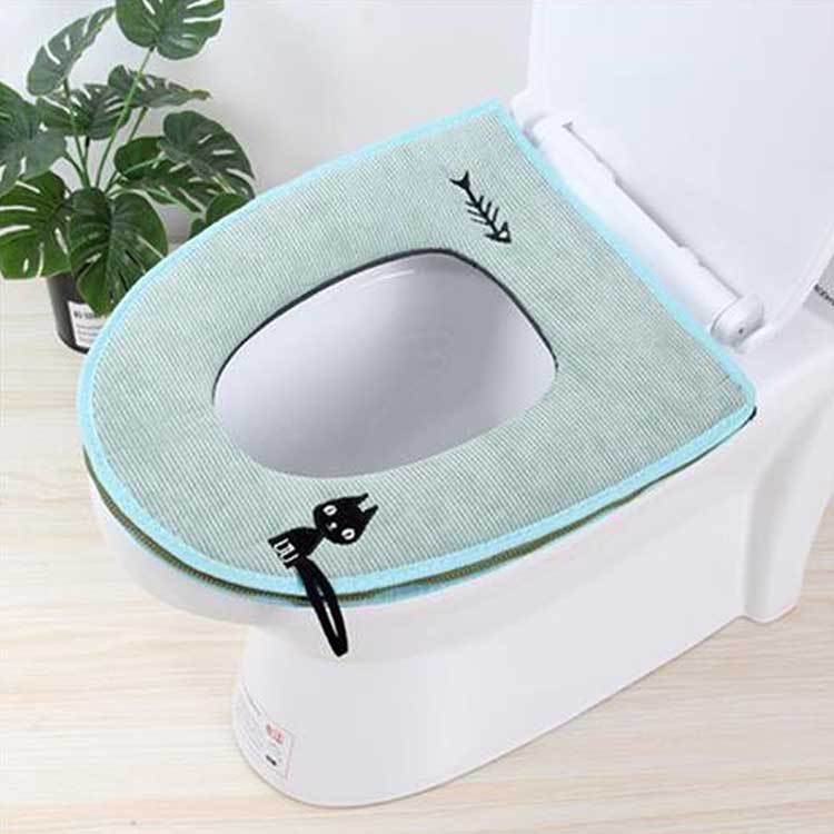 Four-season universal zipper plush toilet seat cover with handle household hotel B&B warm toilet seat cover