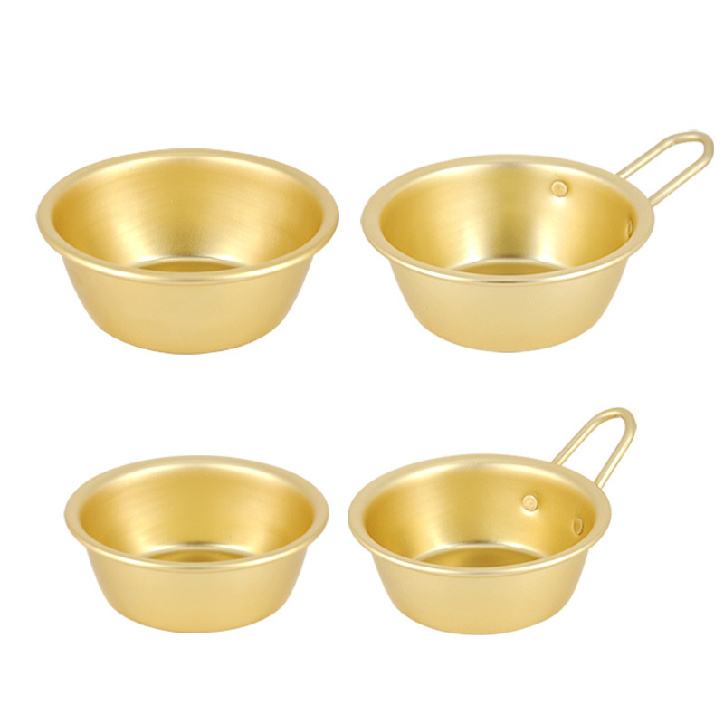Rice wine bowl yellow aluminum bowl with handle small bowl Korean restaurant rice wine cup wine bowl small soup bowl small side dish bowl