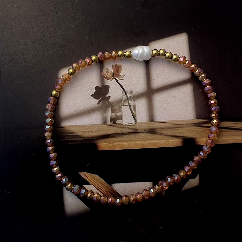 Simple 3mm Freshwater Pearl Bracelet: Sweet Best Friend Stretch Glass Layered Bracelet