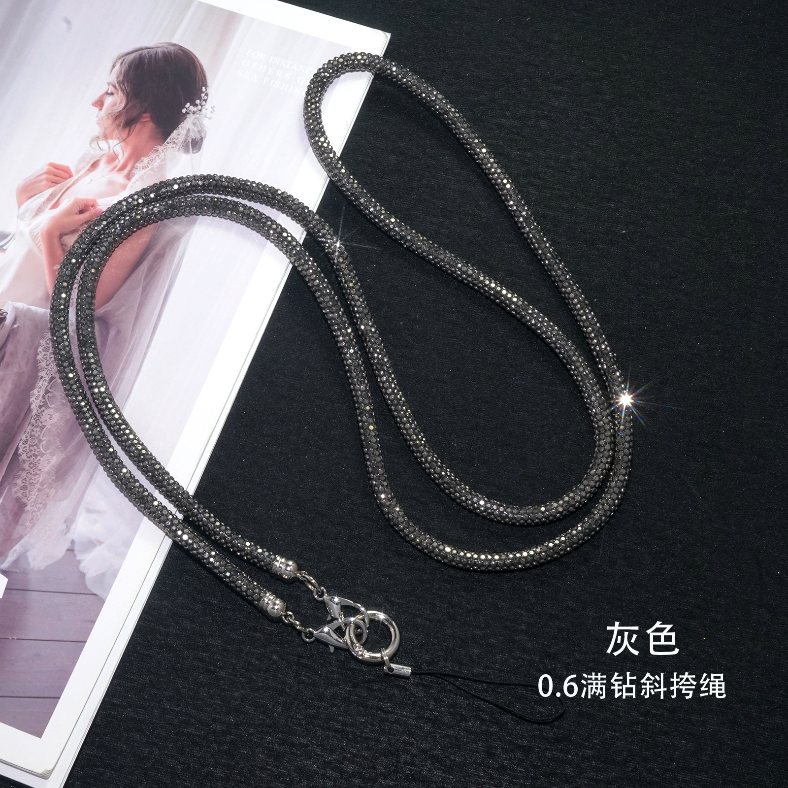 0.6cm Rhinestone Crossbody Chain Luxury Full Diamond Phone Lanyard Camera Strap Detachable Bag Strap