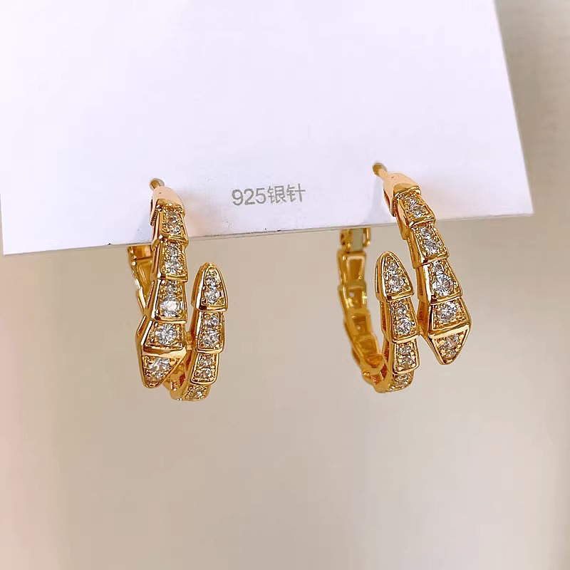 Snake Shape Zircon Earrings Ear Studs 2023 New Earrings for Women