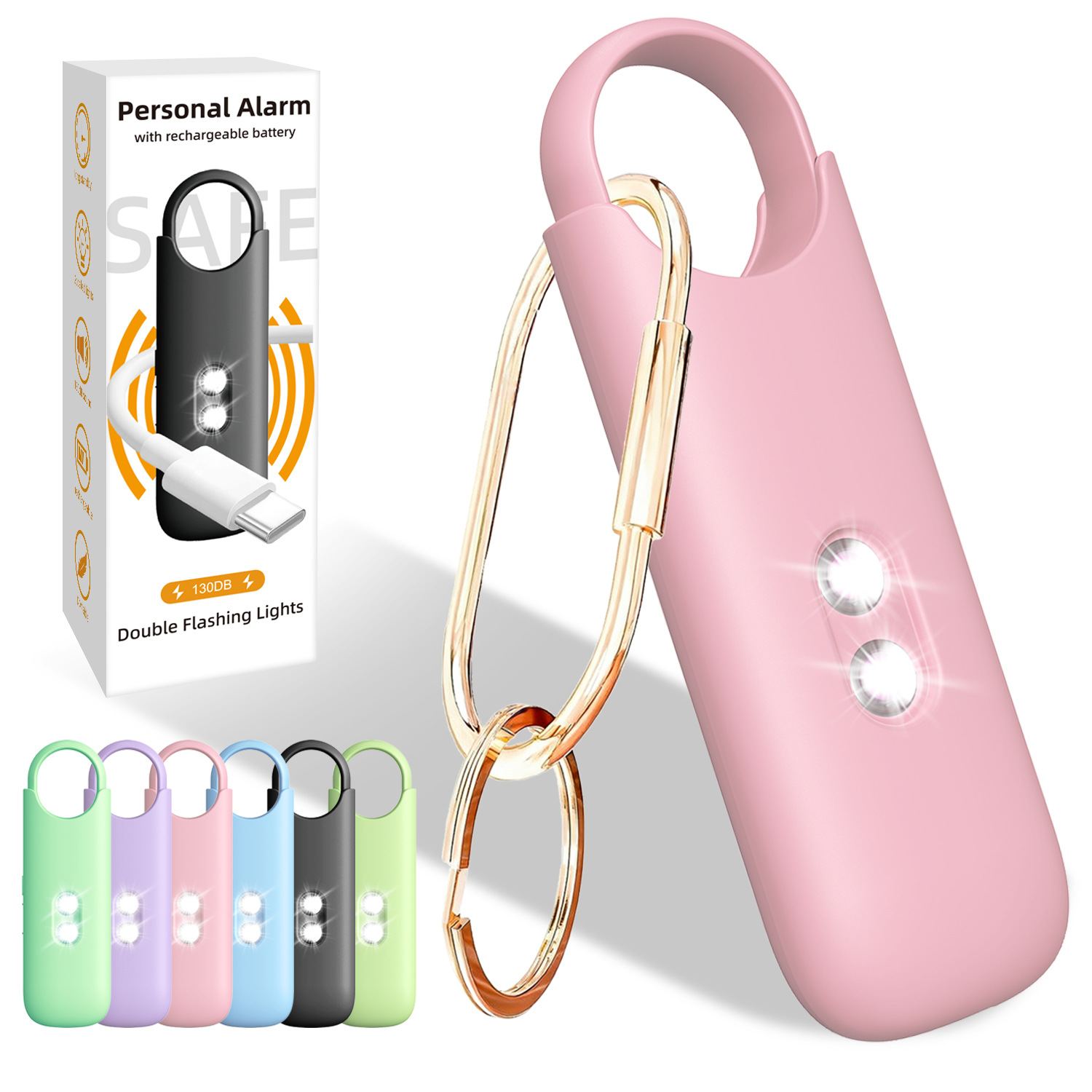 Charging Alarm Outdoor Portable Women Self-defense Dual Strobe Light Sound and Light Anti-wolf Self-defense Portable for Women