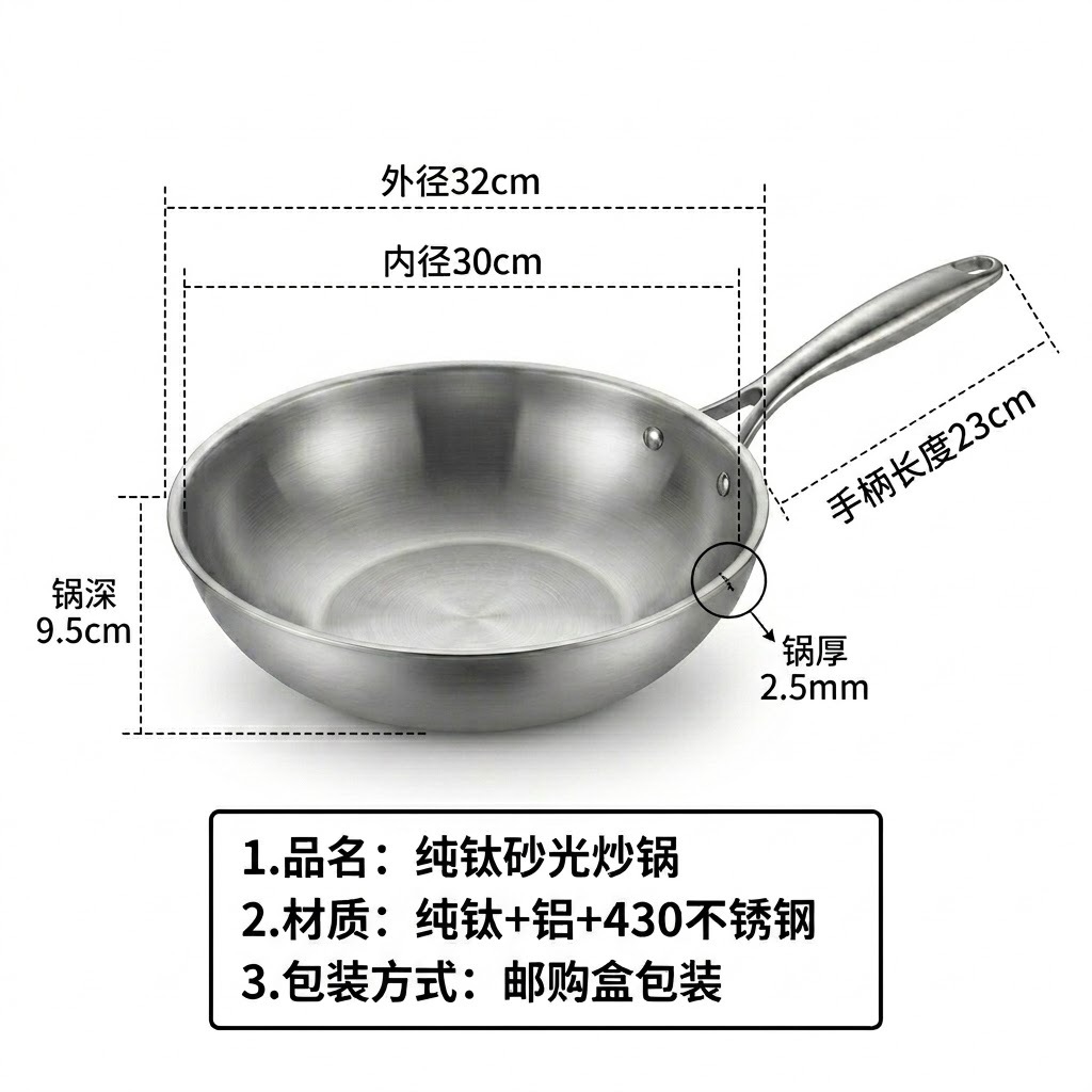 German pure titanium pot fish scale hammer pattern no coating non-stick pan household induction cooker not easy to stick titanium flat frying pan