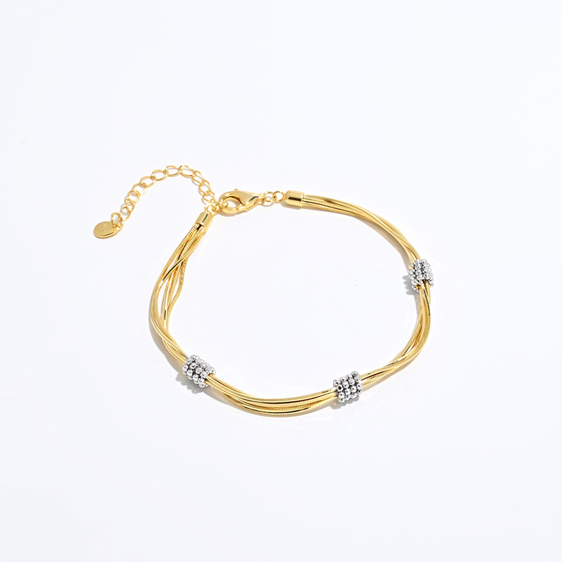 Multi-Layer Snake Bone Chain Bracelet S925 Silver Niche Exquisite Jewelry Gift Three Colors