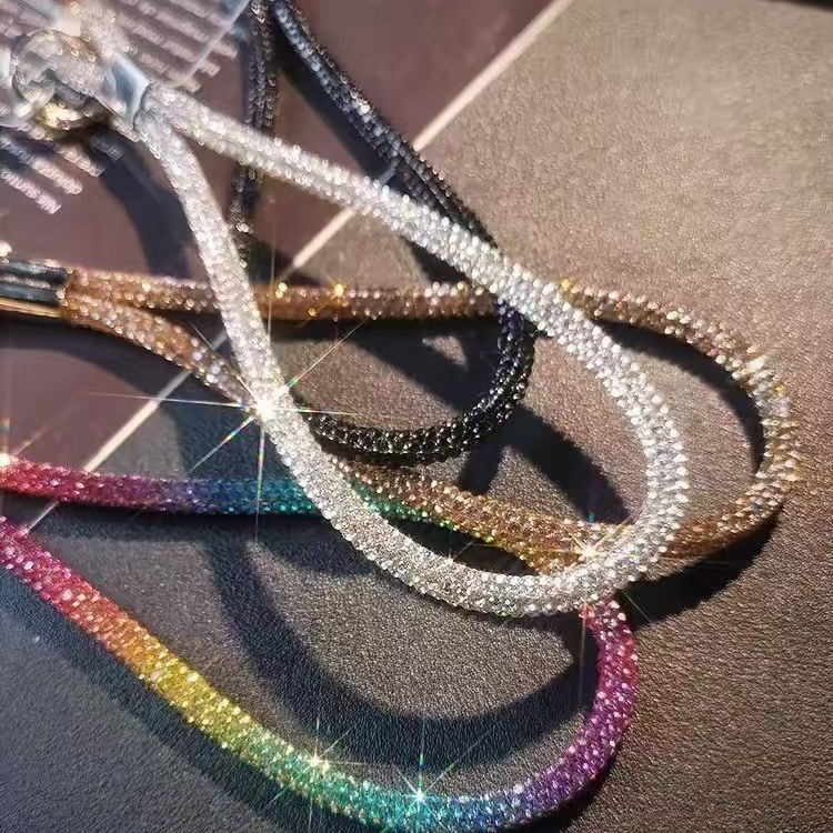 Mobile phone lanyard wrist chain luxury rhinestone pendant short lanyard phone chain