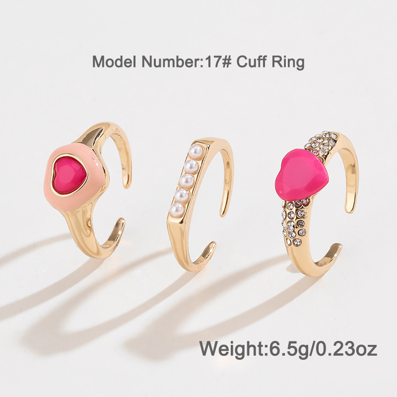 Kenjie Valentine's Day ring set for women original design English enamel heart-shaped ring