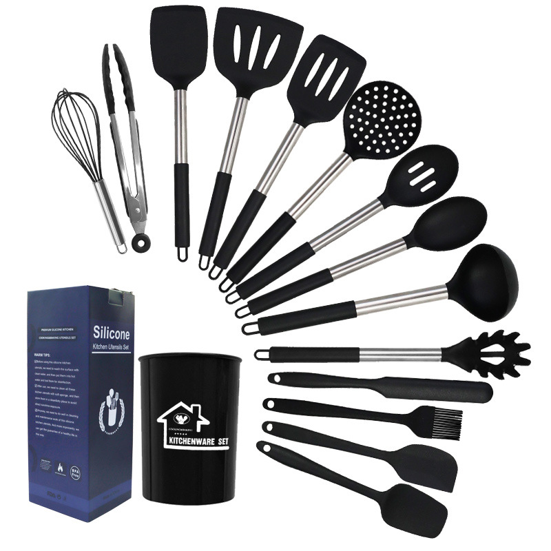 Silicone Spatula and Soup Spoon 15-Piece Set Non-Stick Silicone Spatula High Temperature Resistant Household Silicone Kitchenware Set