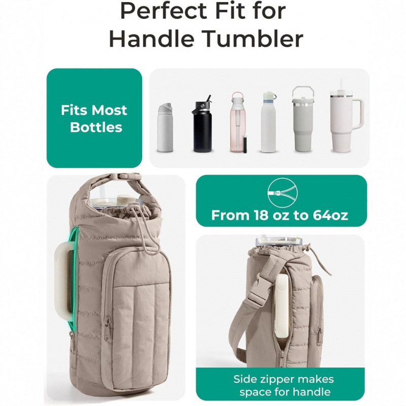 New Water Bottle Cover Quilted Insulated Water Bottle Cover Twill Water Bottle Single Shoulder Bag Water Bottle Bag Crossbody Water Bottle