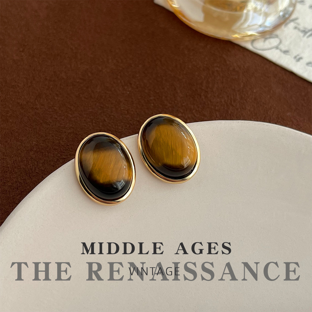 Vintage Retro Black Gold Earring Collection Hollow Flower Geometric Square Ear Studs Ear Accessories