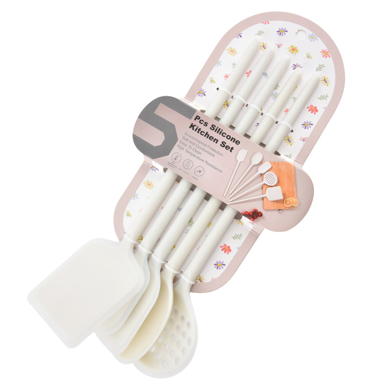 New kitchen silicone cookware set frying spatula soup spoon kitchen cooking spatula spoon 5-piece set