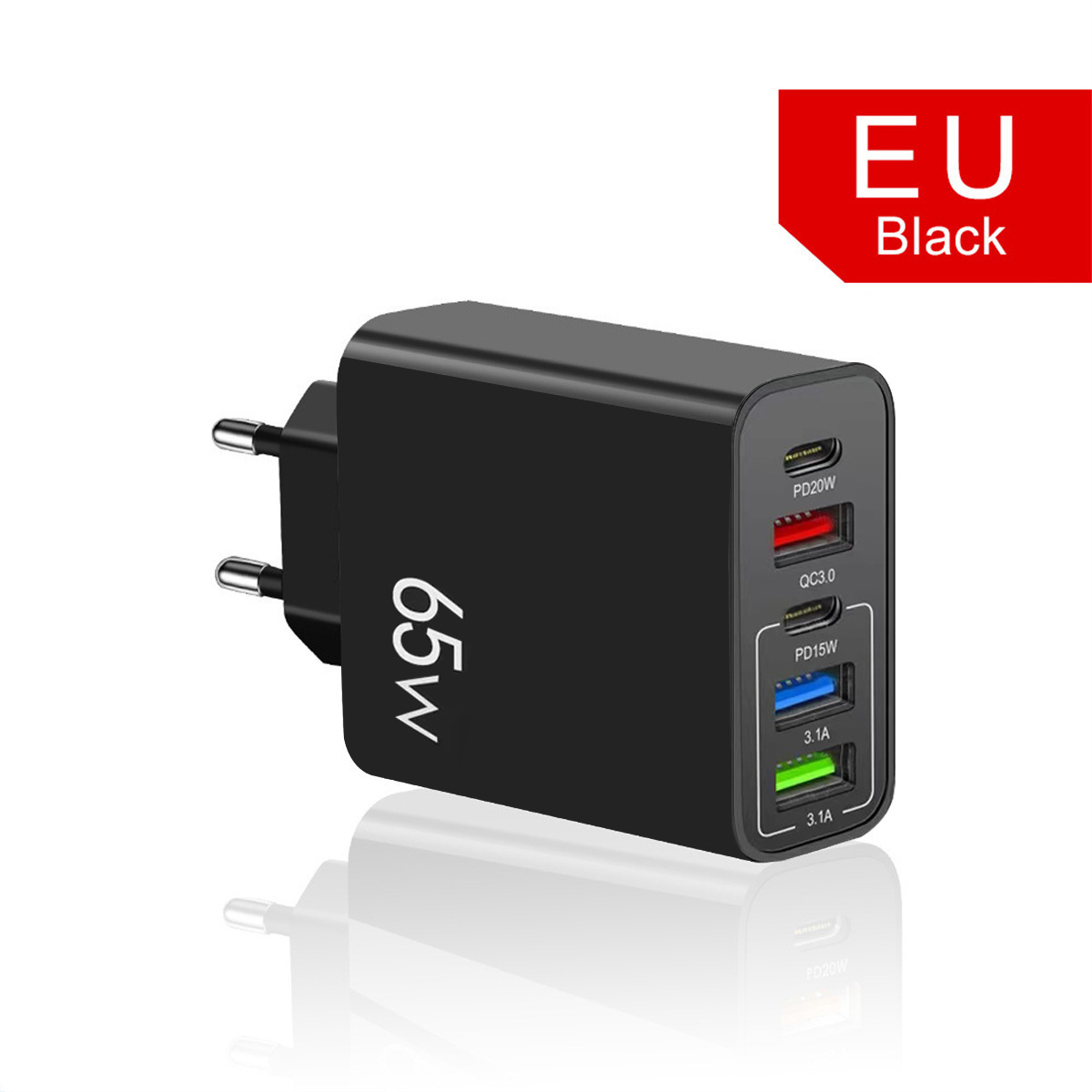 3.1A Rated 65W Fast Charging Phone Charger Type-C PD+3USB Multi-Port Travel Charger Charging Head