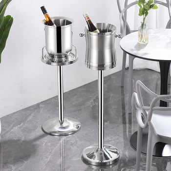 Stainless steel ice bucket double-layer thickened with handle hotel champagne bucket KTV bar ice bucket red wine bucket ice bucket stand