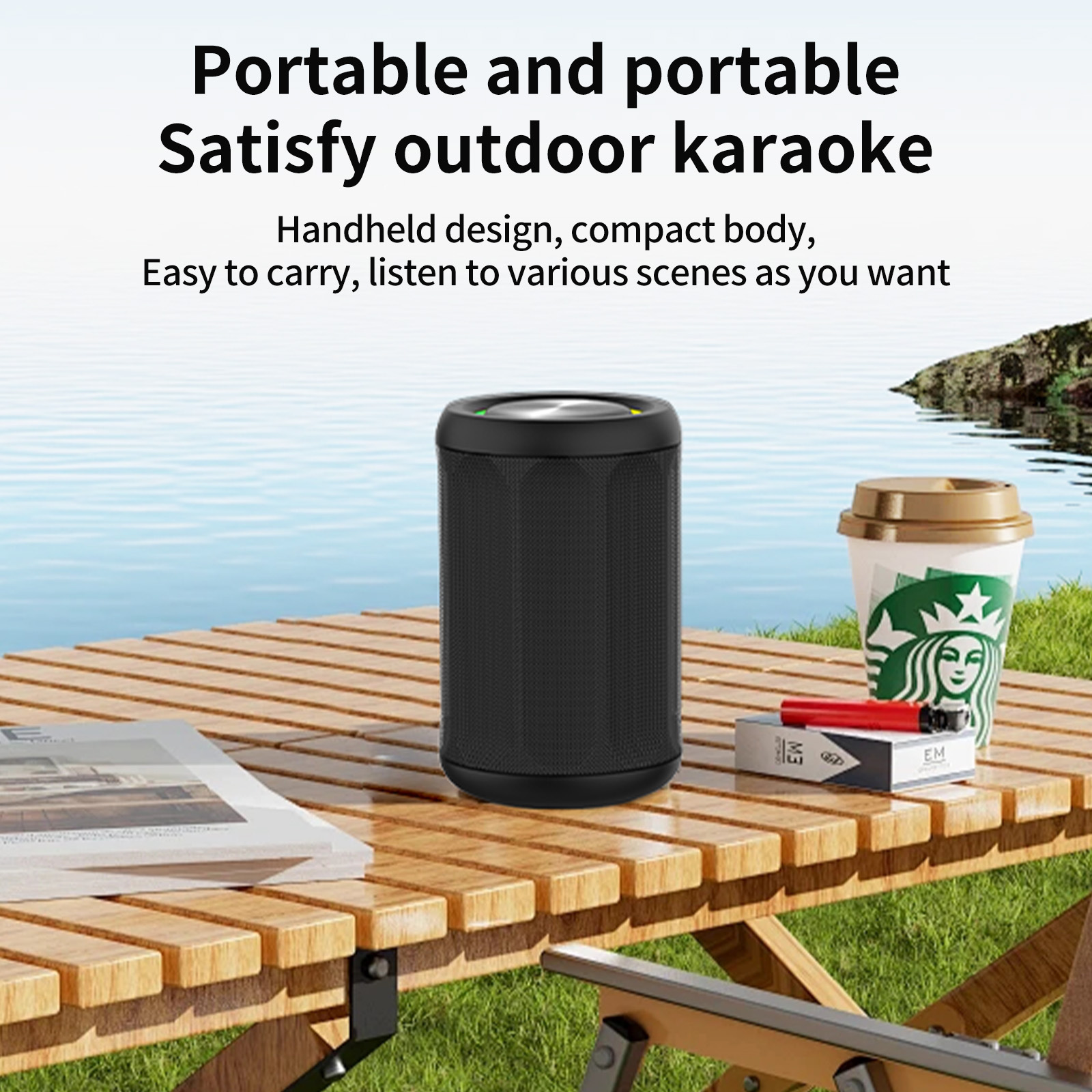 New wireless Bluetooth speaker outdoor waterproof portable super subwoofer with RGB light cylindrical fabric speaker