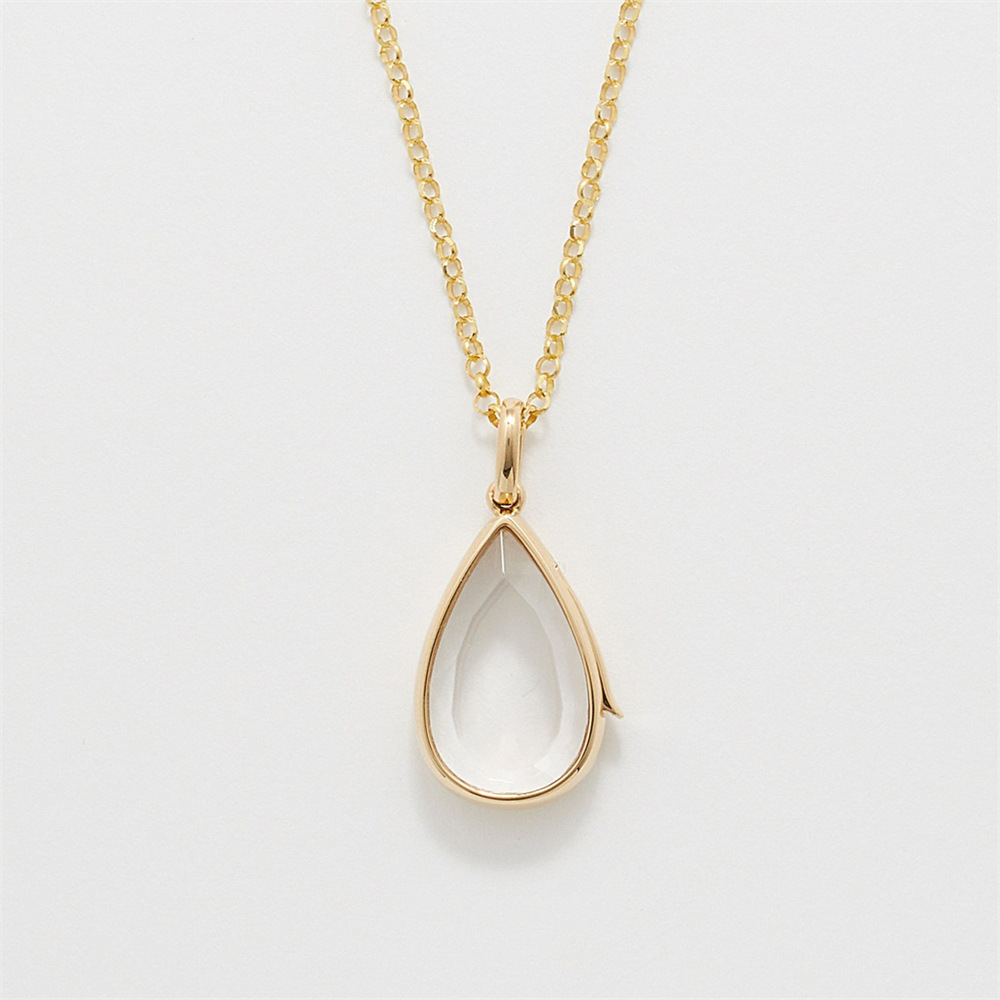 Ocean heart openable necklace teardrop pendant cute small item锁骨链 copper