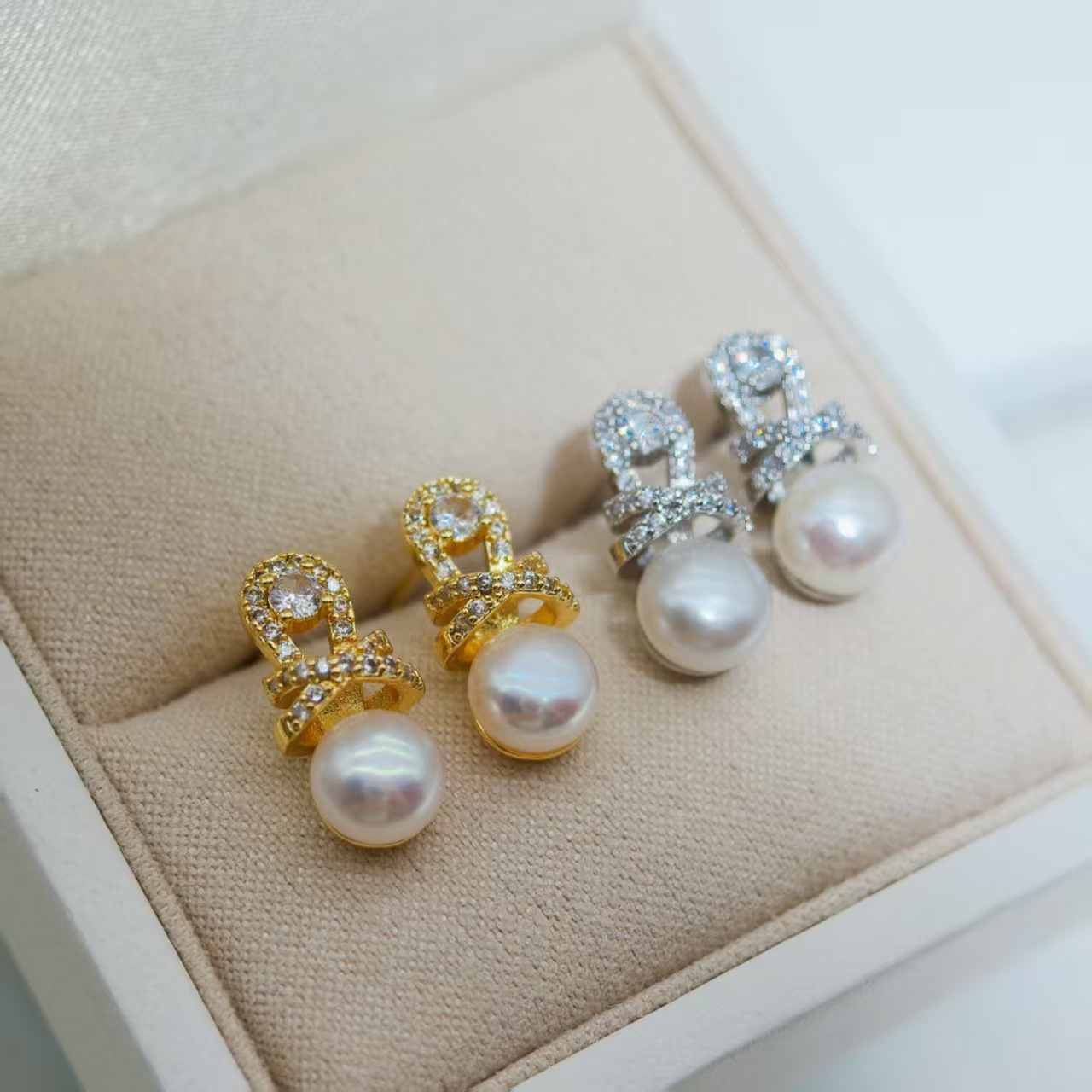 DIY Pearl Empty Mount Earring Accessories 18K Gold-Filled Copper Thick Gold Shell Earrings Semi-Finished Accessories