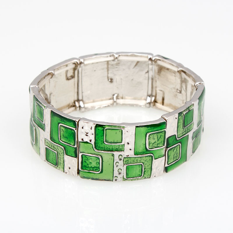 B2 Accessories Mixed Batch Square Oil Drop Bracelet Geometric Enamel Color Elastic Bracelet