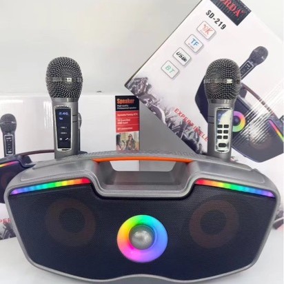 SD-219 Bluetooth Speaker Wireless Dual Microphone Karaoke Home Children K-Song Machine Outdoor Portable Speaker