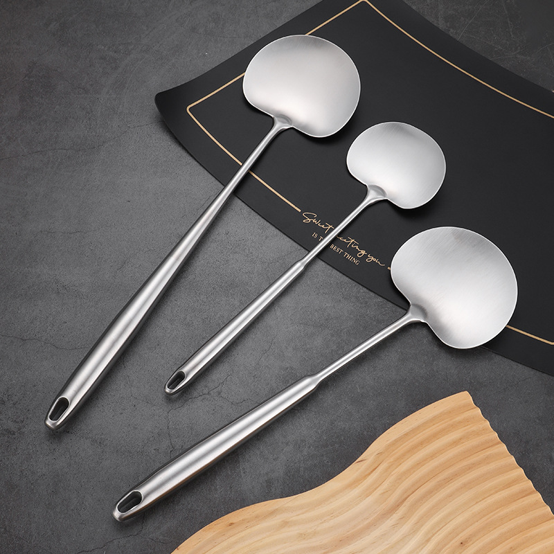 Thickened 304 stainless steel material spatula, household mushroom spatula, kitchen stir-fry spatula, extended handle anti-scald stir-fry spoon