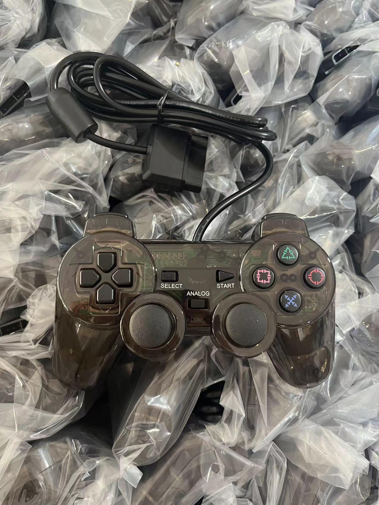 PS2 game controller snowflake buttons dual motor dual vibration transparent colorful P2 controller