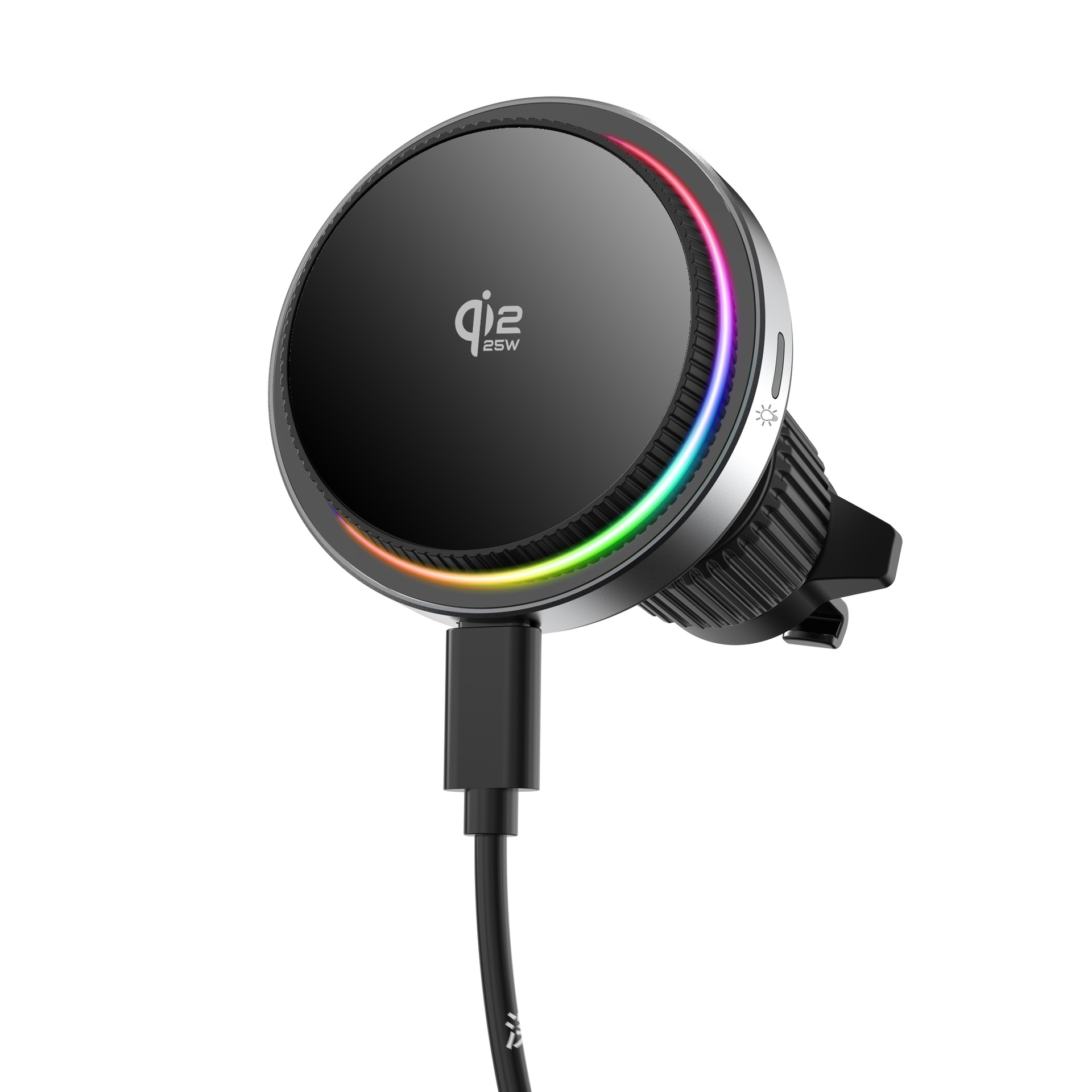 QI2.2 semiconductor cooling 25W magnetic car wireless charger for Apple iPhone colorful light stand