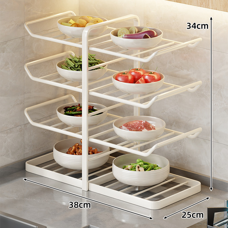 Large Capacity Multi-functional Kitchen Shelving Rack for Countertop, Bowl and Dish Storage, Wall-mounted, Microwave Cleaner