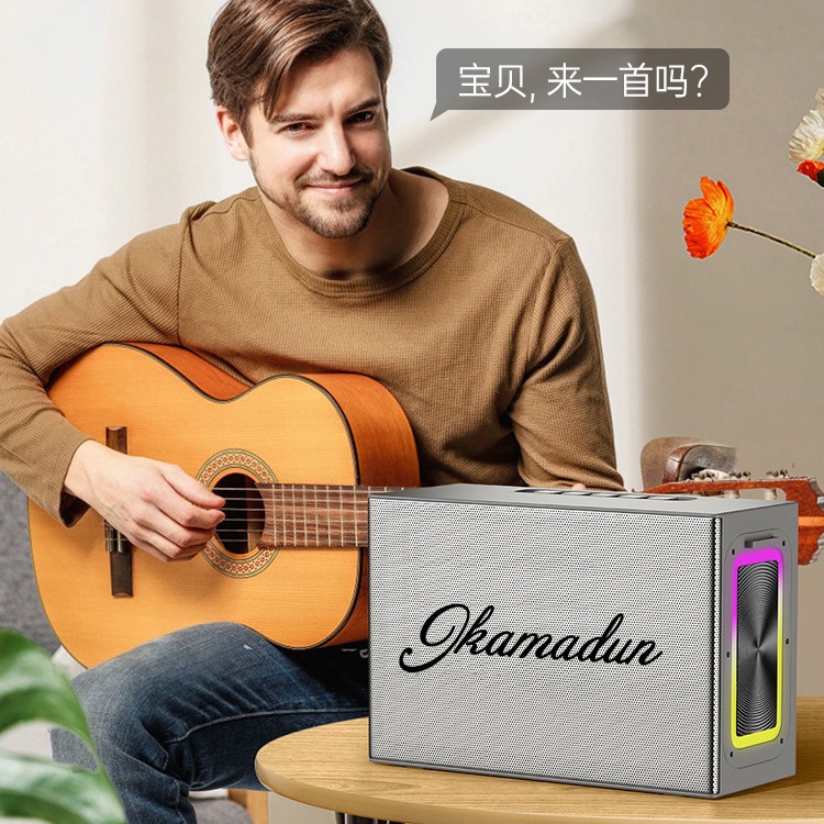 2024 new wireless Bluetooth speaker with RGB light heavy bass large volume outdoor portable heavy bass speaker