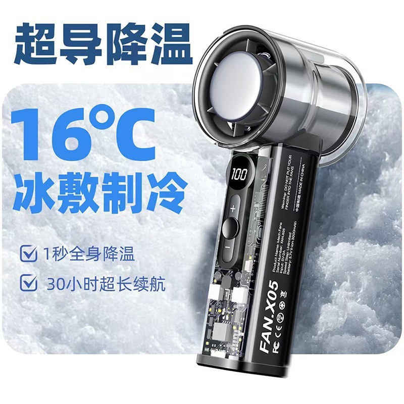x052025 new transparent high-speed cooling ice turbine small wind cannon outdoor portable hundred-speed cold compress large