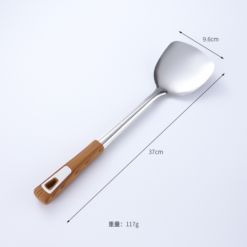 Stainless steel kitchen utensils thickened wok spatula soup spoon home anti-scald slotted spoon noodle ladle kitchen wok spatula spoon set